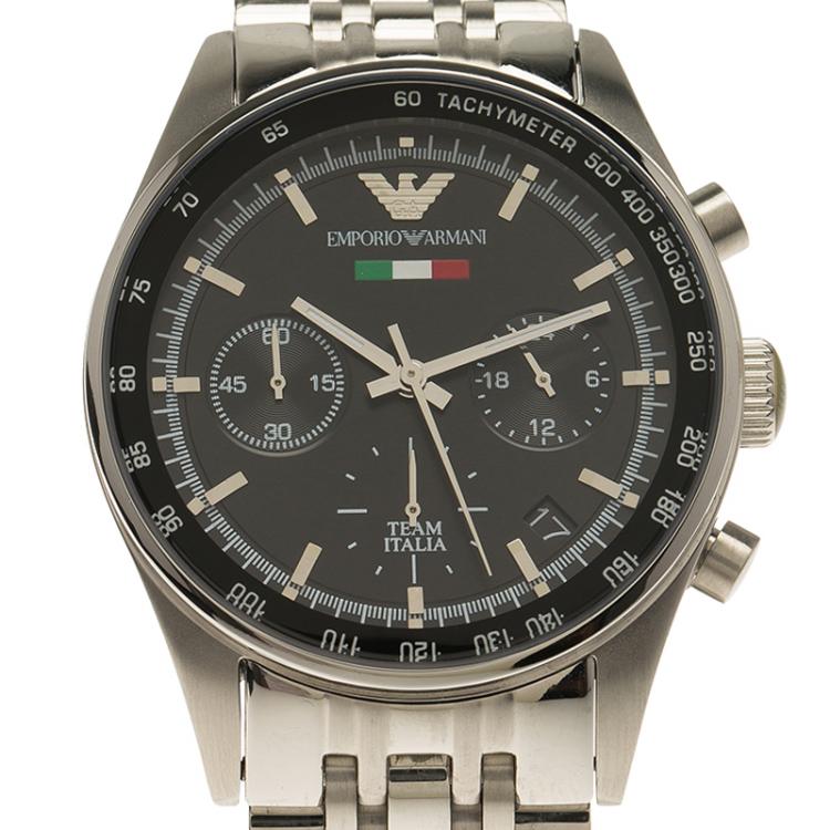 Pre Owned Emporio Armani Black Stainless Steel AR5984 Men's Wristwatch 36MM