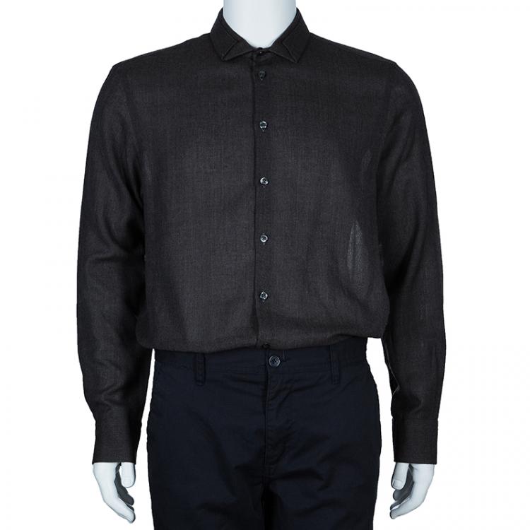 Pre Owned Emporio Armani Men's Grey Shirt L