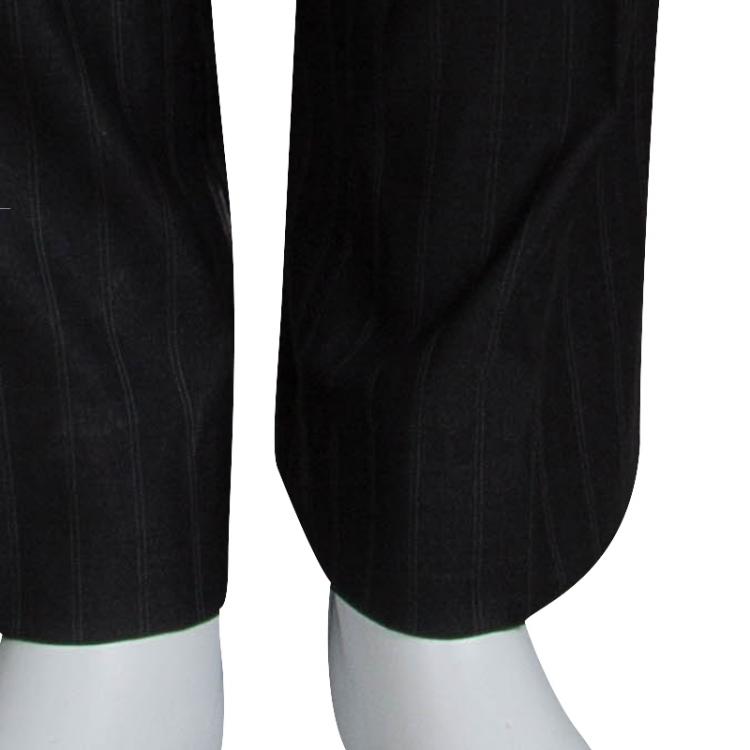 Pre Owned Emporio Armani Charcoal Grey Striped Wool Suit L