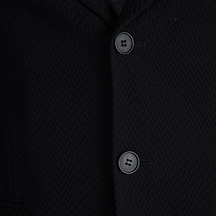 Pre Owned Emporio Armani Black Textured Wool Two Button A Line Jacket S