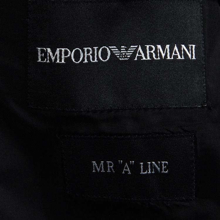 Pre Owned Emporio Armani Black Textured Wool Two Button A Line Jacket S