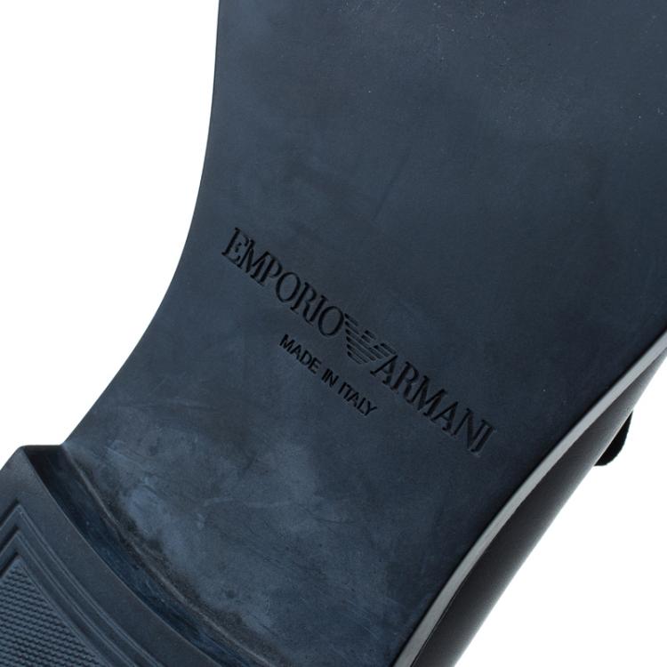 Pre Owned Emporio Armani Black Studded Leather Penny Loafers Size 44