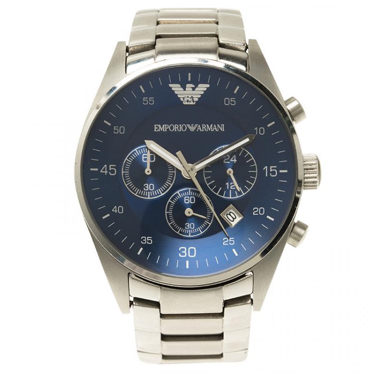 Emporio Armani Blue Stainless Steel AR5860 Men's Wristwatch 43MM ...