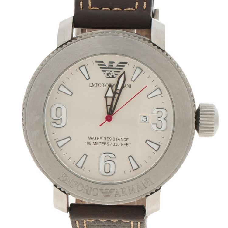 مملوكة مسبقًا Emporio Armani Silver Stainless Steel AR-5833 Men's Wristwatch 50MM