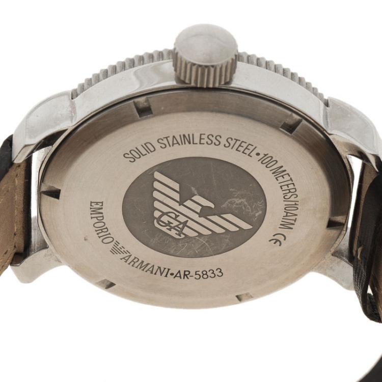 مملوكة مسبقًا Emporio Armani Silver Stainless Steel AR-5833 Men's Wristwatch 50MM