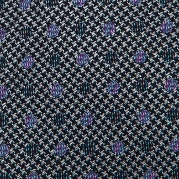 Pre Owned Ermenegildo Zegna Grey Diamond Pattern Silk Tie