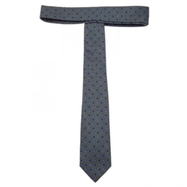 Pre Owned Ermenegildo Zegna Grey Diamond Pattern Silk Tie