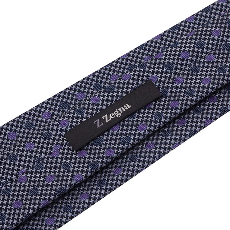 Pre Owned Ermenegildo Zegna Grey Diamond Pattern Silk Tie