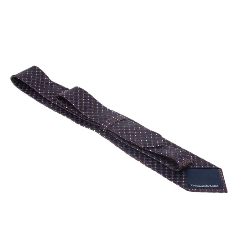 Pre Owned Ermenegildo Zegna Brown Pattern Silk Tie