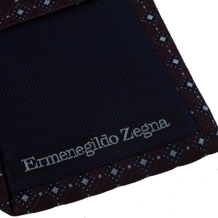 Pre Owned Ermenegildo Zegna Brown Pattern Silk Tie