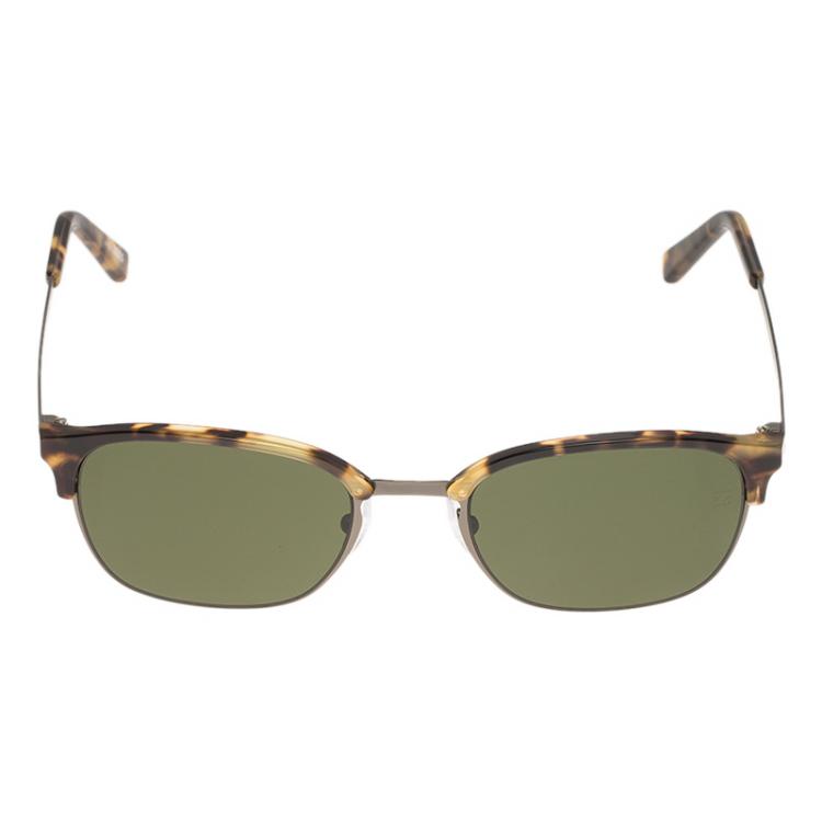 Pre Owned Ermenegildo Zegna Tortoise Frame EZ0047 Half Rimmed Round Sunglasses