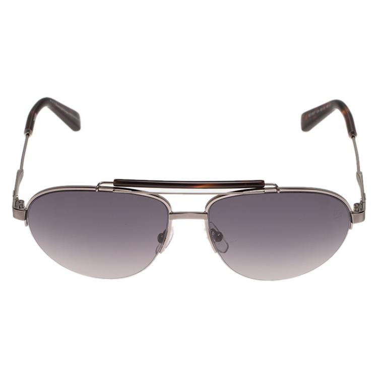 Pre Owned Ermenegildo Zegna Silver and Brown EZ0007 Aviators