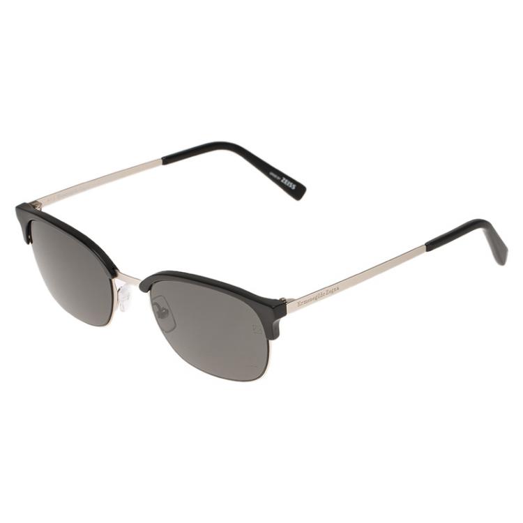 Pre Owned Ermenegildo Zegna Black EZ0047 Half Rimmed Oval Sunglasses