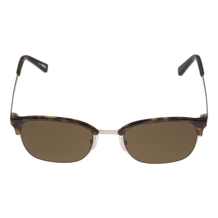 Pre Owned Ermenegildo Zegna Tortoise Frame EZ0047 Half Rimmed Oval Sunglasses