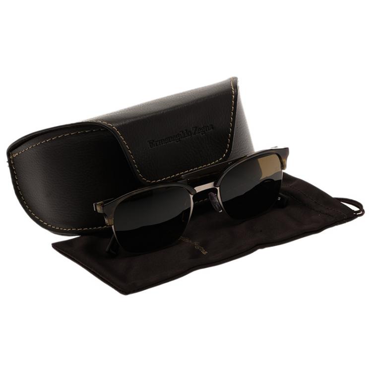 Pre Owned Ermenegildo Zegna Tortoise Frame EZ0047 Half Rimmed Oval Sunglasses