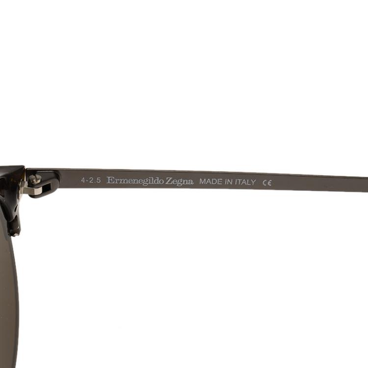 Pre Owned Ermenegildo Zegna Tortoise Frame EZ0046 Half Rimmed Round Sunglasses