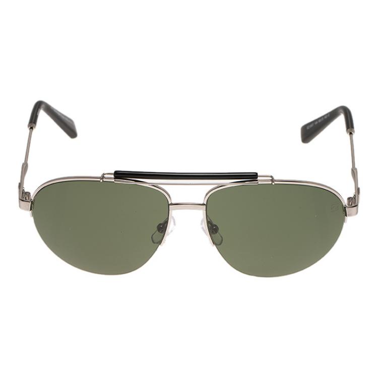 Pre Owned Ermenegildo Zegna Silver and Black EZ0007 Aviators
