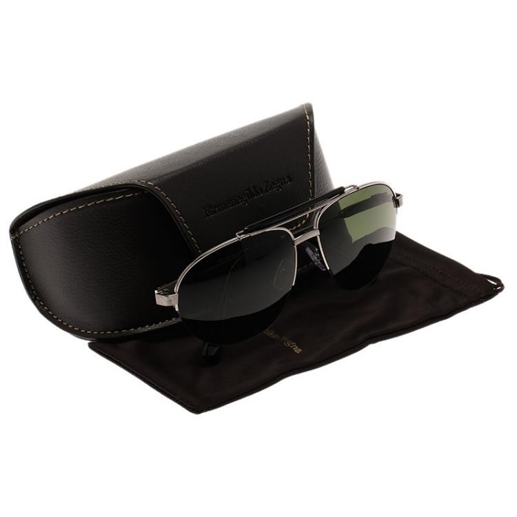 Pre Owned Ermenegildo Zegna Silver and Black EZ0007 Aviators