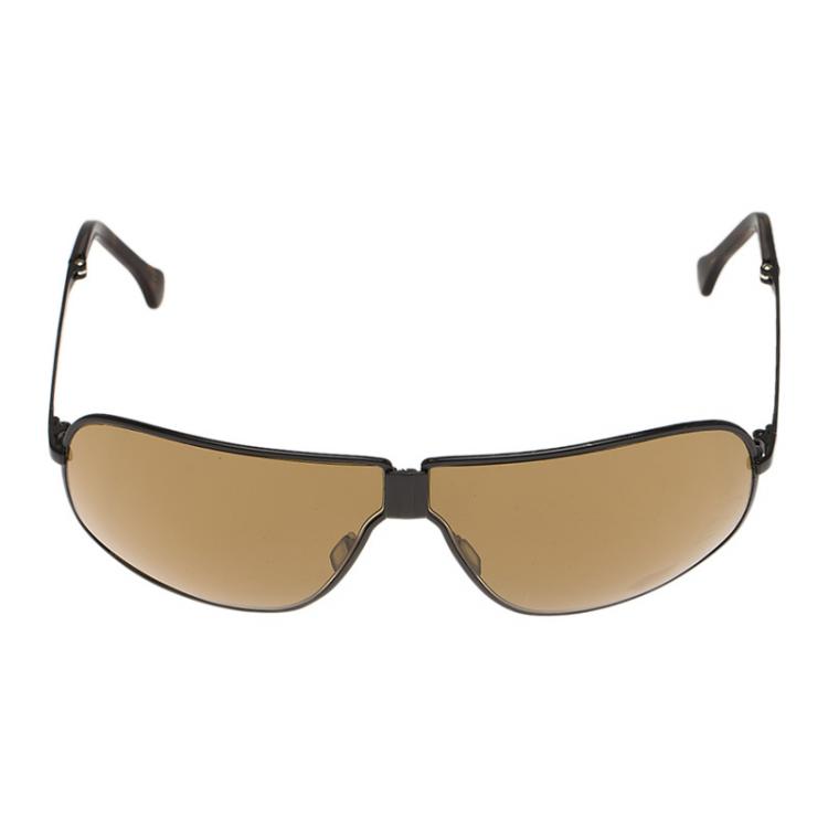 Pre Owned Ermenegildo Zegna Black SZ3124 Foldable Shield Sunglasses