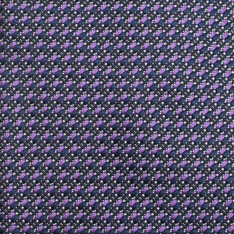 Pre Owned Ermenegildo Zegna Navy Blue & Purple Woven Silk Tie
