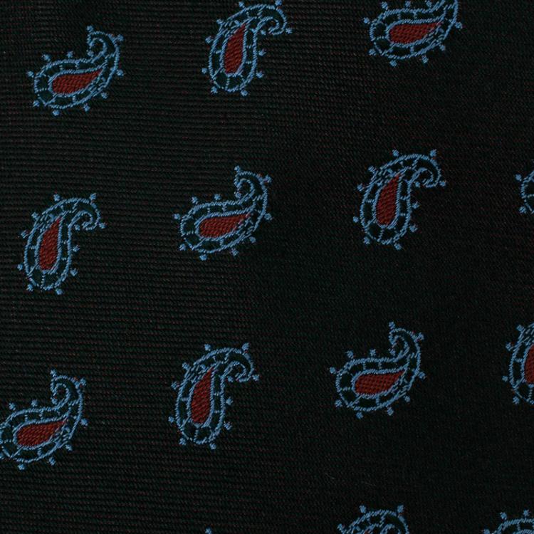 Pre Owned Ermenegildo Zegna Green Embroidered Paisley Motif Dual Tone Silk Tie