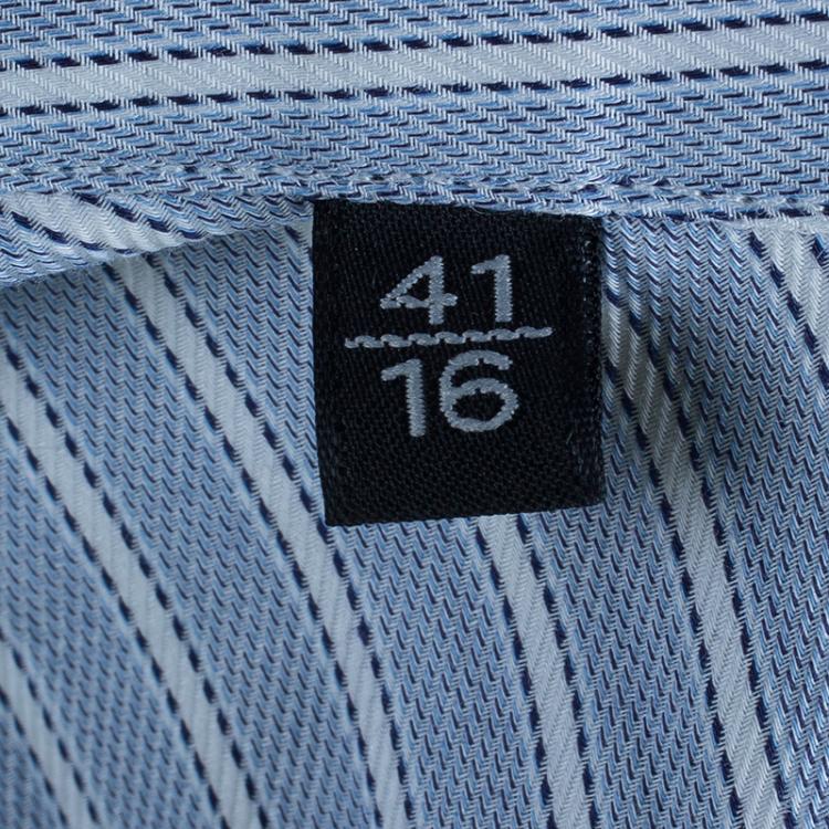 Pre Owned Ermenegildo Zegna Blue Pinstripe Formal Shirt L