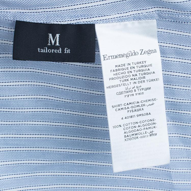 Pre Owned Ermenegildo Zegna Blue Pinstripe Formal Shirt L