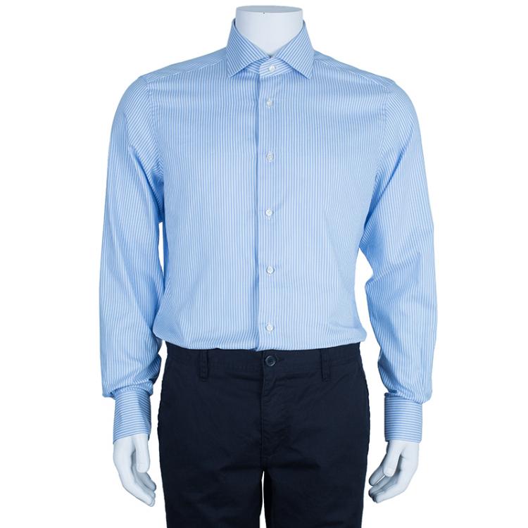Pre Owned Ermenegildo Zegna Blue Striped Shirt L