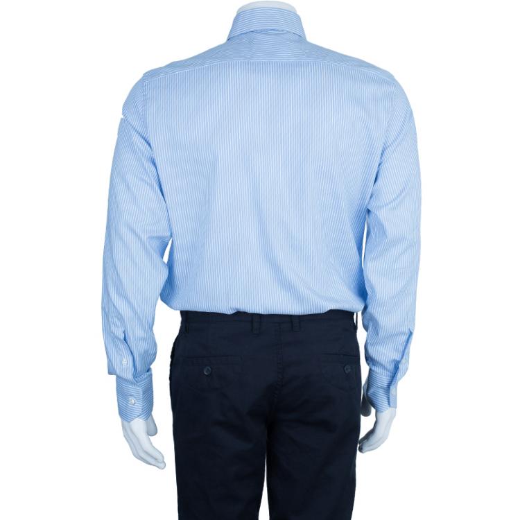 Pre Owned Ermenegildo Zegna Blue Striped Shirt L