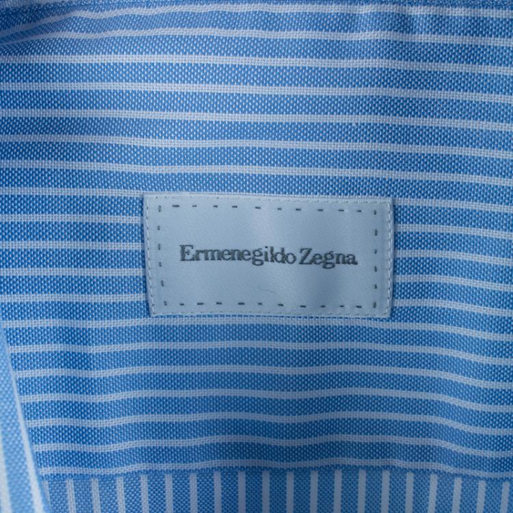 Pre Owned Ermenegildo Zegna Blue Striped Shirt L