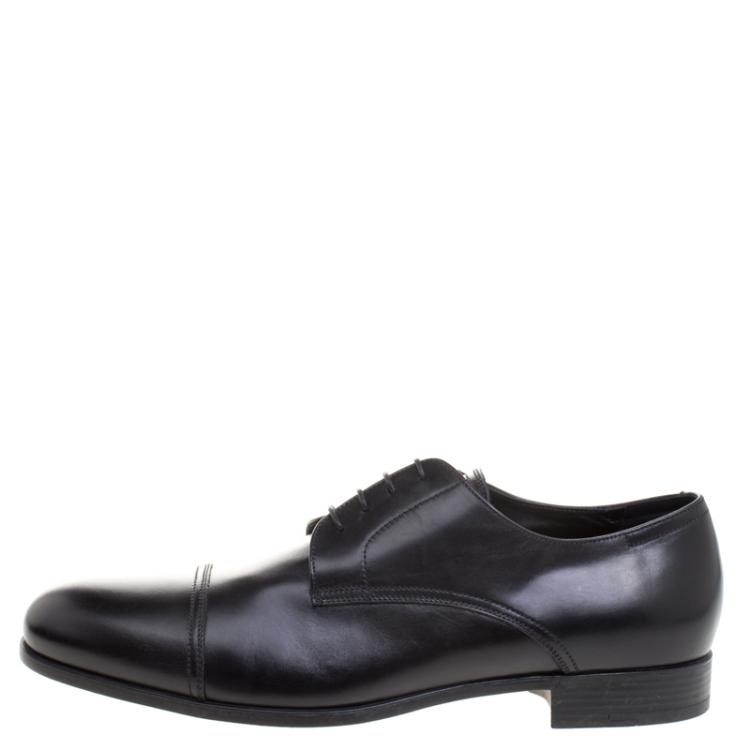 Pre Owned Ermenegildo Zegna Black Leather Lace Up Derby Size 45