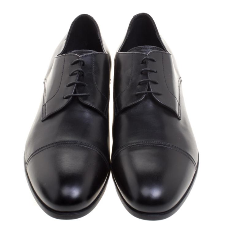 Pre Owned Ermenegildo Zegna Black Leather Lace Up Derby Size 45