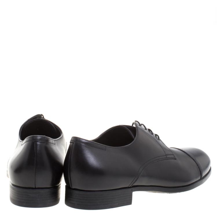 Pre Owned Ermenegildo Zegna Black Leather Lace Up Derby Size 45