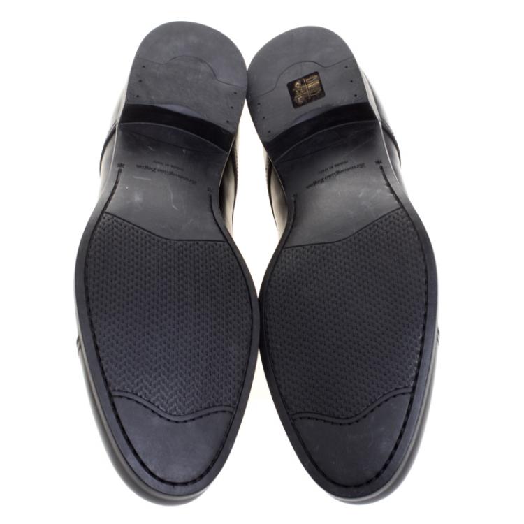 Pre Owned Ermenegildo Zegna Black Leather Lace Up Derby Size 45