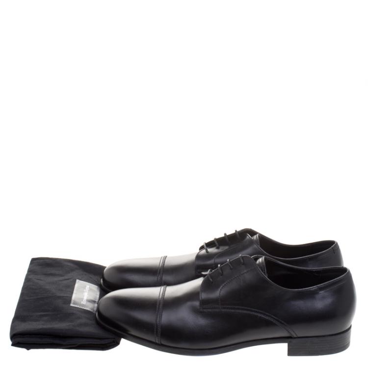 Pre Owned Ermenegildo Zegna Black Leather Lace Up Derby Size 45