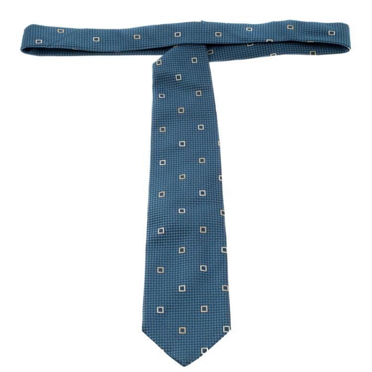 Pre Owned Ermenegildo Zegna Powder Blue Textured Silk Tie