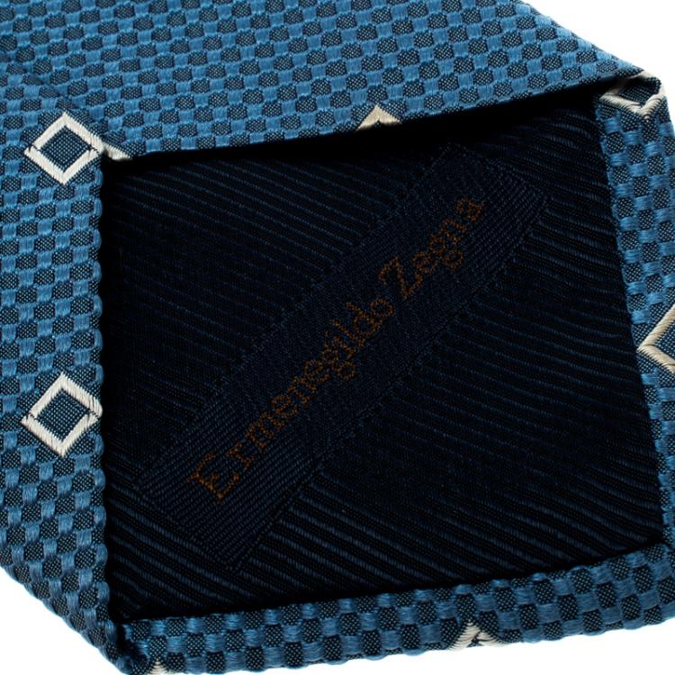 Pre Owned Ermenegildo Zegna Powder Blue Textured Silk Tie