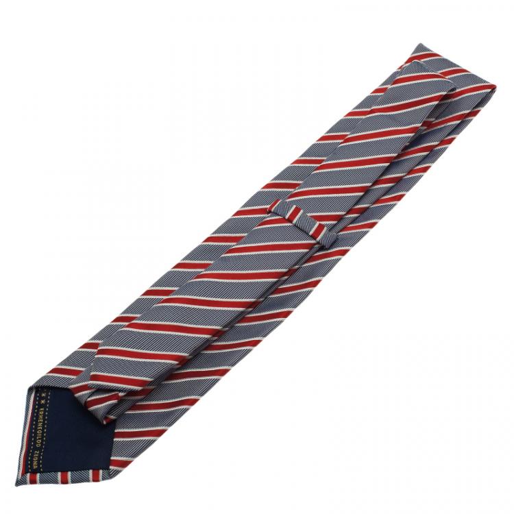 مملوكة مسبقًا Ermenegildo Zegna Blue and Red Striped Tie