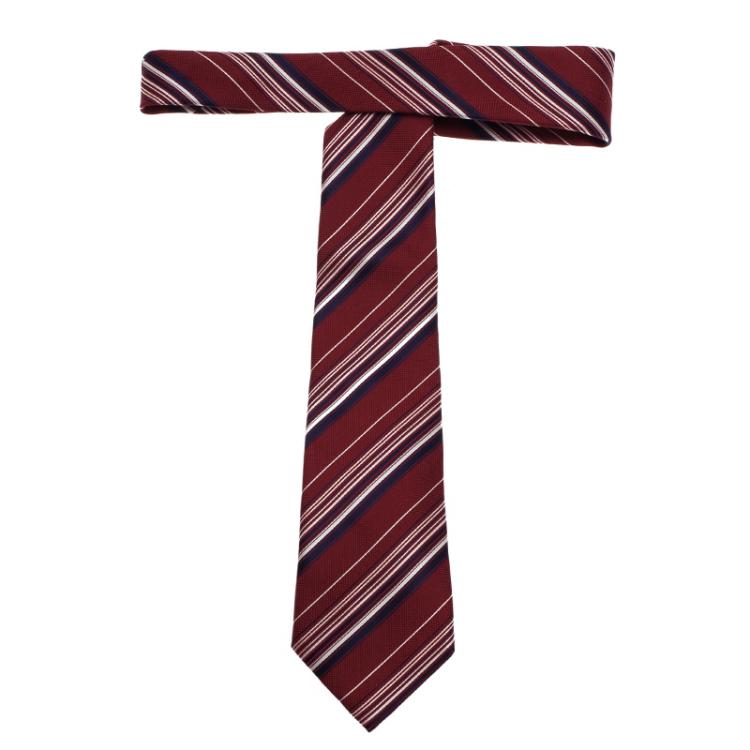 Pre Owned Ermenegildo Zegna Red Striped Tie