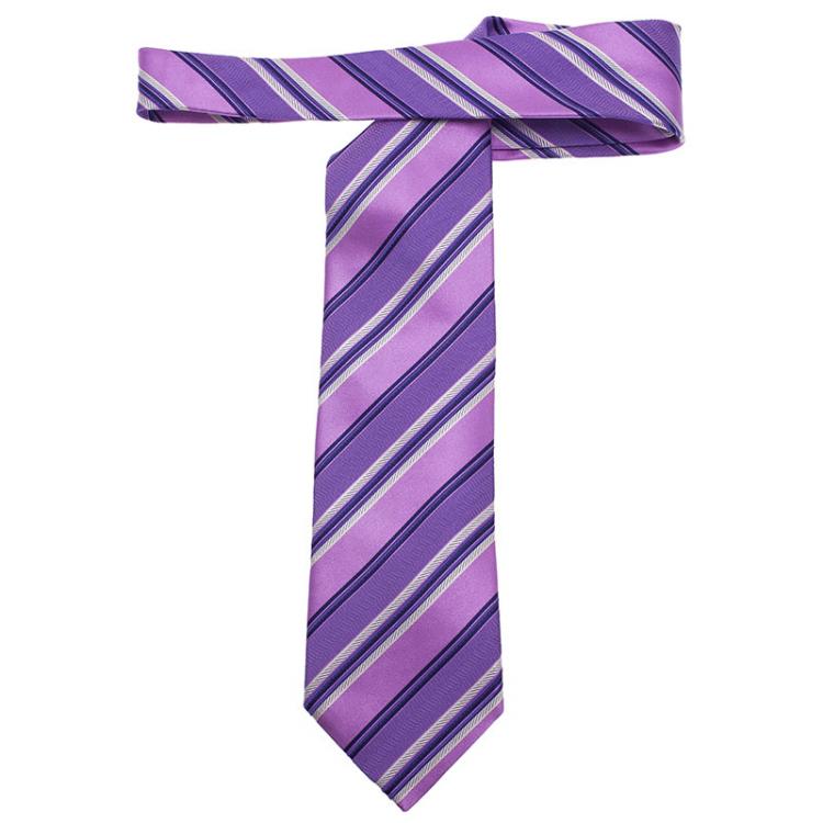Pre Owned Ermenegildo Zegna Purple Silk Striped Tie