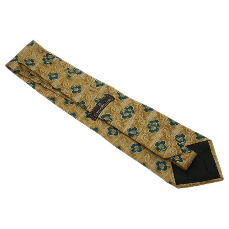 مملوكة مسبقًا Ermenegildo Zegna Yellow Floral Print Silk Tie 