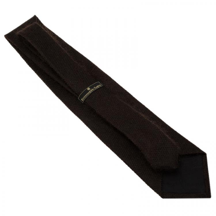Pre Owned Ermenegildo Zegna Brown Mohair and Silk Blend Tie