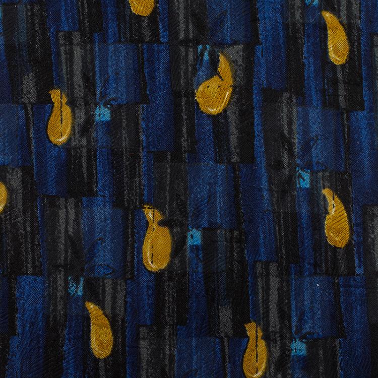 Pre Owned Ermenegildo Zegna Dark Blue Printed Silk Tie