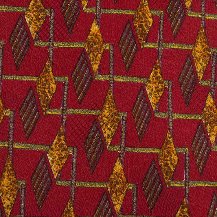 Pre Owned Ermenegildo Zegna Red Printed Silk Tie