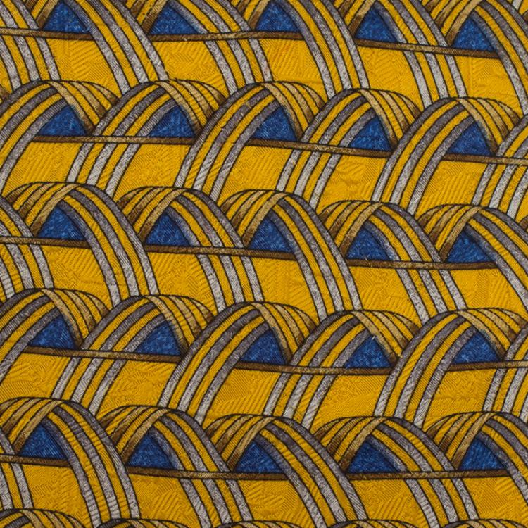 Pre Owned Ermenegildo Zegna Yellow Printed Silk Tie