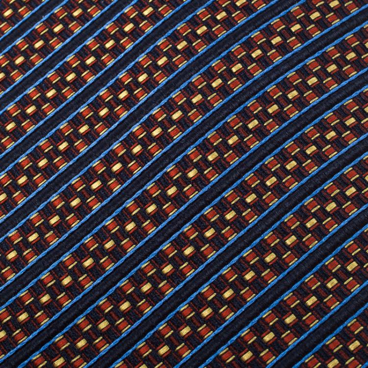 Pre Owned Ermenegildo Zegna Variegated Striped Woven Silk Tie 