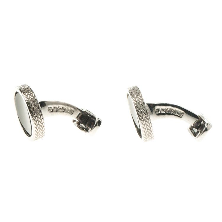 Pre Owned Ermenegildo Zegna Black Stainless Steel Men's Cufflinks