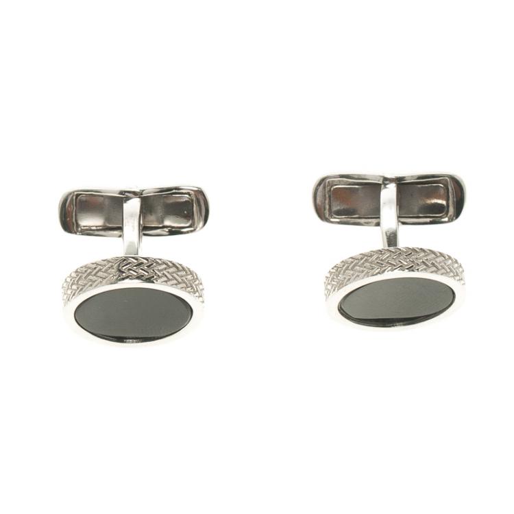 Pre Owned Ermenegildo Zegna Black Stainless Steel Men's Cufflinks