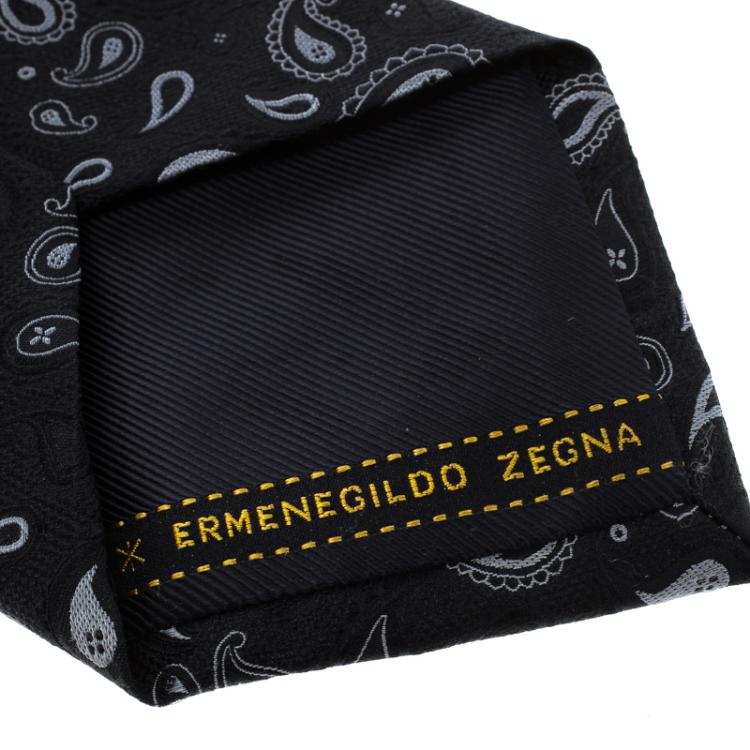 Pre Owned Ermenegildo Zegna Navy Blue Paisley Patterned Silk Tie