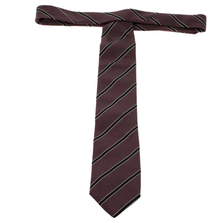 Pre Owned Ermenegildo Zegna Couture Multicolor Striped Silk Woven Traditional Tie